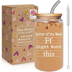Teacher Appreciation Gifts for Women, New Teachers, Sight Words, Glass Mug Gift for Teacher, Funny Back to School Gift from Students, Thank You Gifts for Coworkers, Retirement
