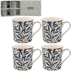 Lesser & Pavey Willow Branch Coffee Mug, Ceramic Coffee Mugs for Home or Work, Large Mugs for Hot Drinks, Set of 4 Tea and Coffee Mugs - William Morris