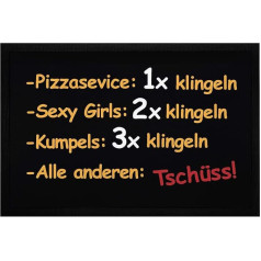 MoonWorks® Doormat with Saying Pizza Service 1 x Klingeln Tschüss Door Mat Funny Irony Non-Slip & Washable Black 60 x 40 cm