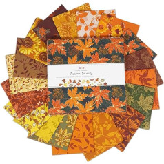 Soimoi Pack of 40 Cotton Fabric Square Bundles Charm Packs for Quilting, Fat Quarter Layer Cakes, Fabric Scraps for Crafts, Pre-Cut Quilting Squares 10 x 10 inches - Autumn Serenity