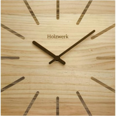 Holzwerk Ebersberg Natural Wooden Wall Clock Wooden Clock Square Vintage Running Quiet Movement without Ticking Noises Beech Almost Silent Made of Handmade Solid Wood Natural 25 cm (HWN.Beech)