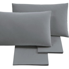 PURALUNA Carezze Double Bed Duvet Cover Set Cotton Bedding Set Made in Italy (Grey, French)