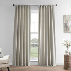Half Price Drapes French Linen Curtain, Fresh Khaki, 50 x 120