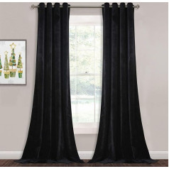 StangH Blackout Curtain Velvet Thermal Insulated Black 96 Inches Long Living Room Privacy Window Panels for Basement/Dining Room 52x96 Inch 2 Panels