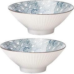 Dsztxv Ramen Bowl Set Japanese Ceramic Salad Bowls 2 x 1000ml Suitable for Pasta, Cereal, Fruit and Soup Dishwasher-Safe, Microwave Safe, Set of 2