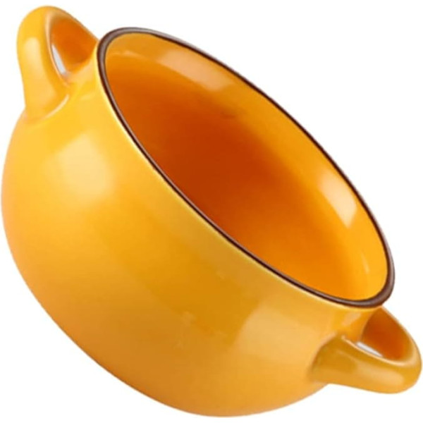 DOITOOL Ceramic Soup Bowls with Double Handles Porcelain Onion Soup Plate for French Onion Soup Cereal Bowl Pasta Orange