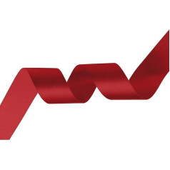 Trimming Shop 15mm x 10 Meters Double Sided Satin Polyester Ribbon for Fabric Wedding Gifts & Home Decorations, Sewing Projects, Scarlet Red