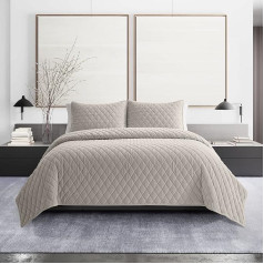 Vera Wang | Diamond Collection | Luxury Soft Velvet Reversible Lightweight Quilt Set with Matching Pillowcases Queen Size Natural