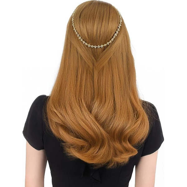 Crystal Applique Strip, Rhinestone Chain Embellishment, Rhinestone Chain, Decorative Ribbon for Sewing, Crafts, Ideal for Wedding, Party, Christmas, DIY Decoration (Gold)