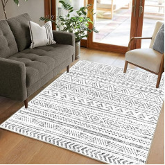 Artnice Waschbare Teppiche für Wohnzimmer, rutschfeste Unterseite, 119,4 x 170,2 cm, ultraweiche Kunstwolle, Heimdekoration, große Teppiche, grauer Boho-Teppich für Wohnzimmer