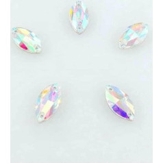10pcs Horse Eye Flat Back Two Holes Crystal Rhinestone Beads Sew On Wedding Dress Shoes Bags DIY Trim A2 Crystal AB 12x24.0mm