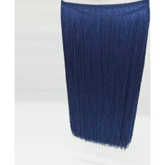 New 10 Meters 50cm Long Lace Fringe Trim Tassel Black Fringe Trim for DIY Latin Dress Stage Clothing Accessories Lace Ribbon - Navy Blue, 5m