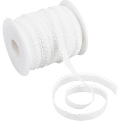 AHANDMAKER Picot Loop Elastic Band 3/8 Inch (10 mm) Elastane Lace Ribbon Decorative Stretchy Lace Band with Ruffles Elastic Band for Headbands DIY Sewing Crafts White 20 Yards