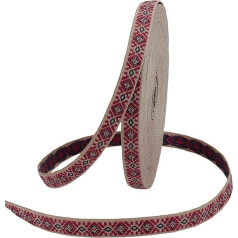 PH PandaHall 14 m Diamond Jacquard Ribbon 1 cm Wide Vintage Embroidery Band Ethnic Sewing Tape Diamond Fabric Tapes Decorative Craft Tape for Sewing Clothing Accessories Decoration Christmas Dark Red