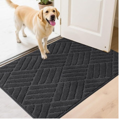 FEOMOS Dirt Trapper Mat Indoor Non-Slip Doormat Washable Door Mat with Absorbent Door Mat for Dog Entrance, Front Door, Patio, Kitchen, Charcoal 60 cm x 90 cm