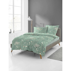 Bierbaum Bed Linen 4140, Flannelette, 100% Cotton, Designed in Germany, Petrol 30, 135 x 200 + 80 x 80 cm