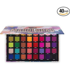 W7 Mardi Gras Pressed Pigment Palette, 40 Colours: Pink, Greens, Oranges, Reds, Yellows, Matte, Shimmer, Metallics, Rainbow, Pride, Festival Makeup, Vegan, Cruelty Free Makeup by W7 Cosmetics