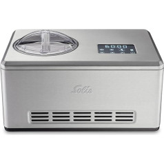 Solis Gelateria Pro Touch 8502 Ice Cream Maker and Yoghurt Maker, Ice Cream Maker with Compressor, Ice Cream Machine with Built-in Cooling Unit, Includes Recipe Book, Stainless Steel