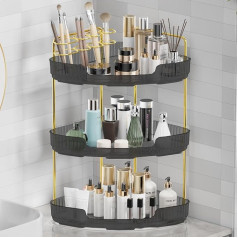 3 Tier Corner Shelf Bathroom Organizer Tool Free Installation Acrylic Cosmetic Shelf Ideal for Bathroom Dresser Kitchen (Grey)