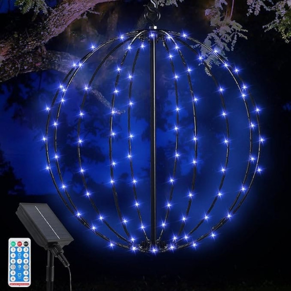 Solar Fairy Lights Outdoor 120 LED Fairy Lights Balls, Diameter 30 cm LED Decorative Ball, Waterproof Solar Fairy Lights Balls, Foldable Ball Light for Garden, Christmas, Balcony, Wedding