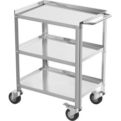 TAIMIKO Stainless Steel Utility Cart for Kitchens, Restaurants, Garages, Hotels, Rolling Service Trolley with Storage Space and Locking Wheels, Size: 68×41×86.5 cm