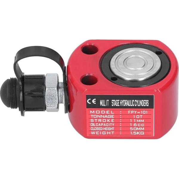 10T Ultra Thin Hydraulic Cylinder, Hydraulic Ram Jack with ZG3/8 Inch Thread Connection and Dust Cap, Cylinder Stroke 11 mm (0.4 inches), Used in Power, Shipbuilding, Petroleum, Chemistry,