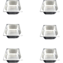 GN 2/3 Gastronorm Containers Stainless Steel 9.5 Litres Depth 150 mm Perforated Pack of 6