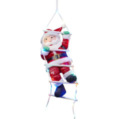 Bonetti Santa On A Rope Ladder, The Ladder Is Illuminated With 30 Colourful LED’S, Climbing Santa For Indoor And Outdoor Use