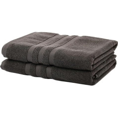 2-Piece Towel Set, 100% Cotton, 2 x Bath Towels 70 x 140 cm, Soft and Absorbent, Easy Care, Made in Turkey (Anthracite)