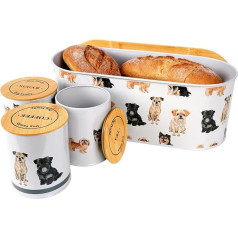 4-teiliges Küchen-Aufbewahrungs-Set für Tee, Kaffee, Zucker, Dosen, Brotkasten, Kekse, luftdichte Bambusdeckel, Neuheit, Weihnachten, Geburtstag, Jahrestag (MT-DOG-BCS)