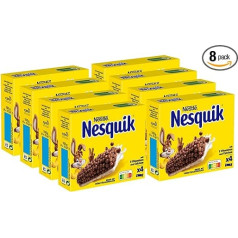 Nestlé Nesquik Cereal Bars with Whole Grain Wheat & Cocoa, Cereal Bars To Go with Calcium, Pack of 8 (4 x 25 g)
