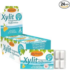 Birkengold Xylitol Chewing Gum Peppermint | Pack of 24 | Dental Care Chewing Gum | Sugar Free | High Xylitol Content 70% | Vegan | No Titanium Dioxide | No Aspartame | No Sugar