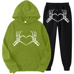 Freizeitanzug Damen Große Größen, Hoodies und Sporthose, Hoodie Anzug Halloween Bedruckte Laufenanzug Kapuzen 2 Stück Tracksuit Beiläufig Loose Loungewear-Outfits Modern Festlich Activewear Running