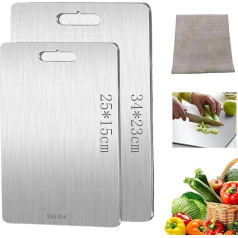 HYDTQCL Titan Chopping Board, 2 Pieces 2024 New Chopping Board, Stainless Steel with Non-Slip Silicone Pad, Ensure Original Taste of Ingredients (34 x 23 cm + 25 x 15 cm)
