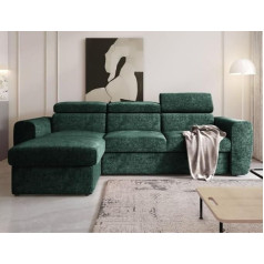 Moderno Meble MODERNO Napoli Corner Sofa with Sleep Function, Sofa with 3 Seats, L-Shape Sofa Bed, Modern Couch, Corner Green