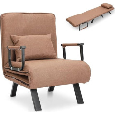 Youyijia Folding Recliner Chair Sofa Bed - Multifunctional Sofa Bed with Removable Cushion Cover and Storable Metal Legs, Brown