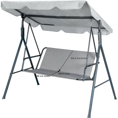 ‎Krasgo Replacement Swing Seat Cover Garden Swing Seat Cover Garden Furniture Swing Bench Cover (148 x 50 x 50 cm, Grey)
