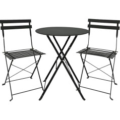 Astan Hogar AH-GR10010GR Table and 2 Folding Chairs for Balcony/Patio Grey