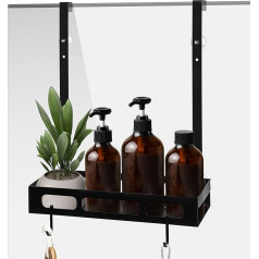 Celeko Home Shower Shelf for Hanging - Stainless Steel Shower Basket with 2 Hooks - Shower Shelf for Hanging Black - Shampoo & Shower Gel Holder for Shower - No Drilling - Includes Tools