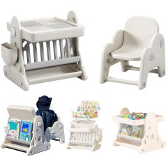 Hb.ye 3-in-1 Children's Table Chair Set, Children's Table with Chairs, Multifunctional Whiteboard, Play Table, Children's Seating Set with Rotating Table Top, for Building Block, Food, Work, Painting,