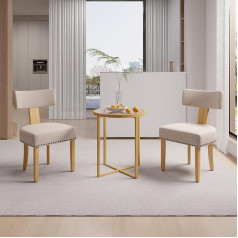 Hawthyhome Dining Room Chairs, Set of 2, Wooden Kitchen Chair, Upholstered Chair, Living Room Chair, Armchair with Hardwood Frame, Linen Seat for Dining Room, Kitchen, Dressing Table, Living Room,