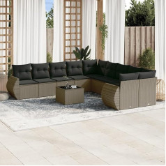 ‎Homgoday Homgoday Gartensofa-Set 11-teilig mit Kissen aus Polyrattan grau, Möbel Set Schlafsofa Wohnzimmer Couch, Set Sofa für den Außenbereich für den Garten, Outdoor-Möbel Typ3221921