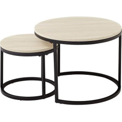 Jzgorc Set of 2 Two Piece Coffee Table, Stackable Round Side Table for Living Room, Lacquered Metal Legs, Suitable for Living Room, Cafe, Bedroom - White