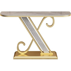 Freupgu Konsolentisch Schmal, Konsolentisch, Eingangsbereich Deko Tisch, Flurtisch Mit Metallgestell, Einfacher Wohnzimmer-Sofatisch, für Kleinen Raum, für Eingang, Flur, Wohnzimmer(Gold C,80cm/31.5in)