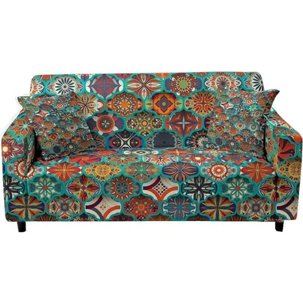 ‎Godeni GODENI Mandala-Muster elastische Sofa-Abdeckung Stretch-Slipcover-Sektion COUT-Abdeckung 1/2/3/4 Sitzer for Wohnzimmer Funda de Sofá Sofagarnitur (Color : Set 1, Size : 2-Seater 145-185cm)