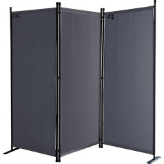 Quick Star 3-Piece Screen, 170 x 165 cm, Fabric Room Divider / Balcony Privacy Screen, Folding, Grey