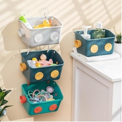 ‎Tokokimo Tokokimo Bathtub Toy Storage Basket, Cute Robot Shaped Bathtub Bath Toy Organiser, 3 Pieces Green/Blue/Grey