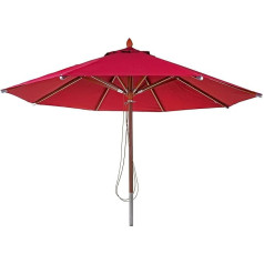 Mendler Gastronomy HWC-C57 Wooden Parasol, Garden Umbrella, Polyester/Wood, 16 kg, Round, Diameter 4 m, Pulley, Shockproof, Bordeaux