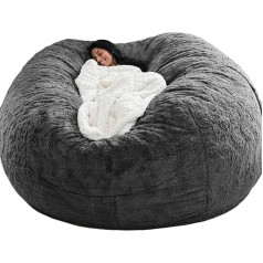 Gxsdyyds Bean Bag, XXL Bean Bags, Fluffy Cuddly Bean Bag, Chair Cover for Adults (without Filling), Washable, 180 x 90 cm, Dark Grey