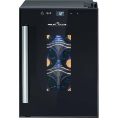 Profi Cook ProfiCook® PC-WK 1230 Wine Fridge for 6 Bottles, Drinks Fridge with UV-Resistant Glass Door, Wine Cooler with LED Lighting and 3 Storage Levels, 2 of which are Removable, Range: 11-18°C, 17L